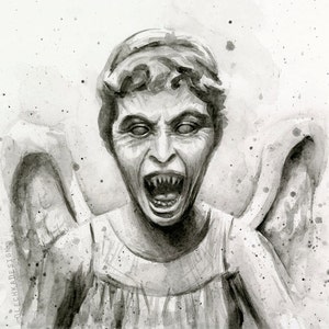 Weeping Angel Watercolor Doctor Who Wall Art Weeping Angel Print Doctor Who Print Painting Don&#39;t Blink Sci-Fi Giclee Wall Decor Whovian Art