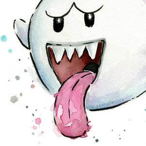 Mario Boo Ghost Watercolor Art Print, Boo Print, Boo Ghost, Mario Fan ...