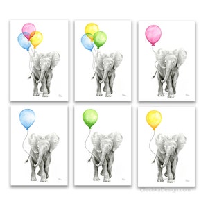 Elephant Nursery, Elephant Art, Baby Elephant Spraying Rainbow, Watercolor Painting Art Print, Cute Baby Animals Art, Nursery Decor image 5