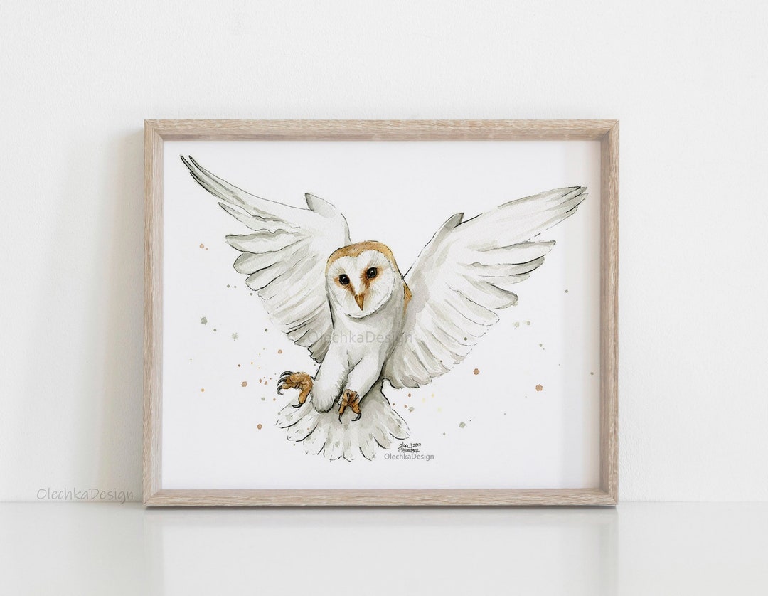 Barn Owl Watercolor Print Barn Owl Art Owl Art Print Owl - Etsy