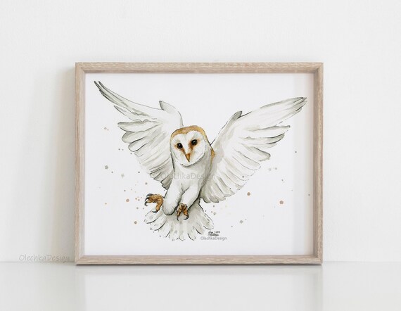 Barn Owl Watercolor Print Owl Art Owl Art Print Owl - Etsy