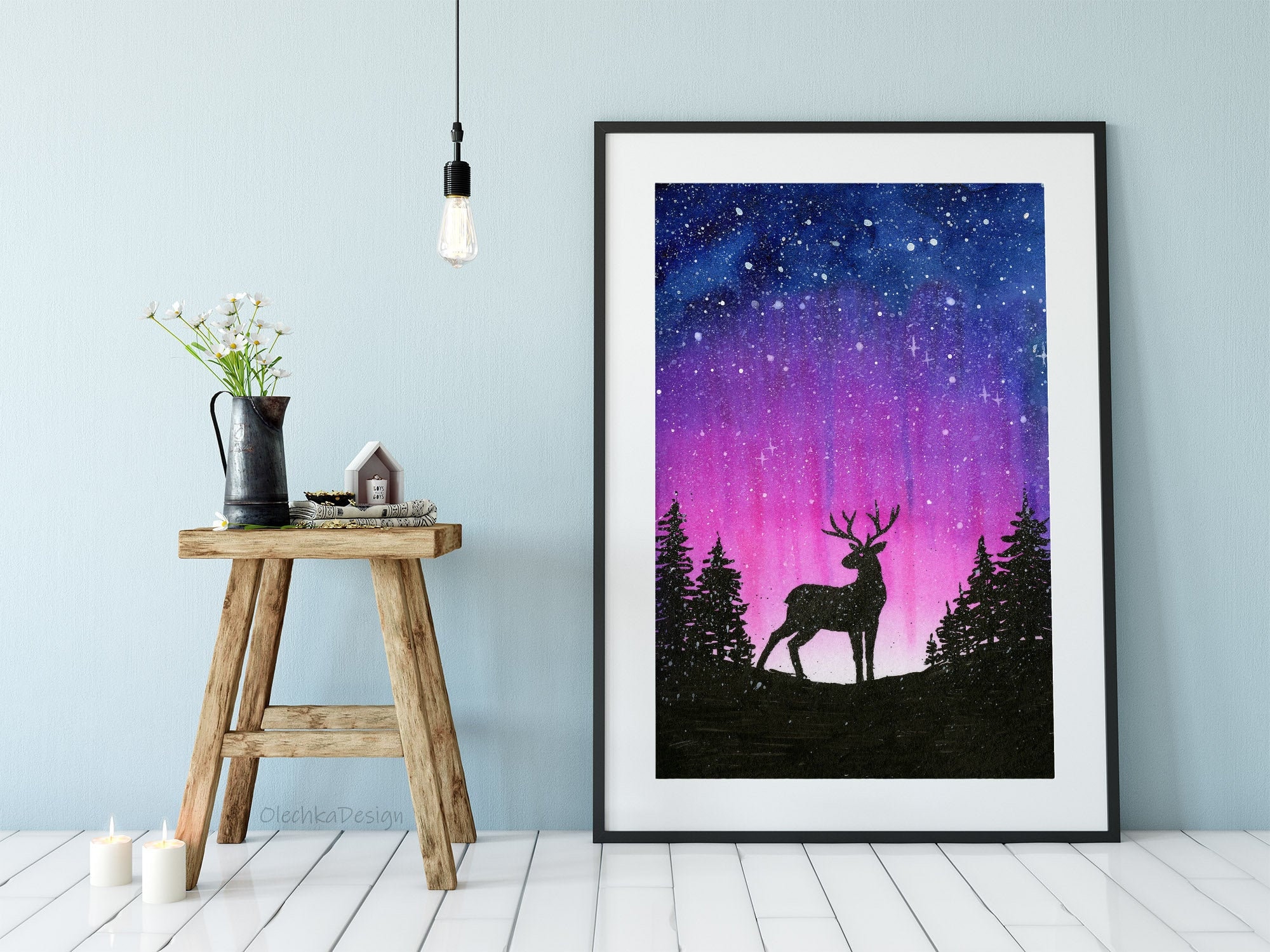 Galaxy Deer Art Print by arkart - Fy