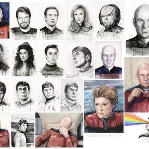 Picard Facepalm Meme Watercolor, Picard Print, Meme Art, Sci-Fi Painting, Captain Picard, Portrait, Funny Geek Wall Art image 8