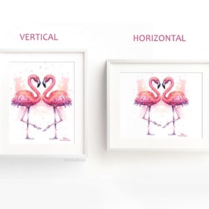Pink Flamingo Watercolor Painting, Flamingo Art Print, Pink Bird Watercolor Animal Wall Art Home Decor Tropical Pink Flamingo image 7