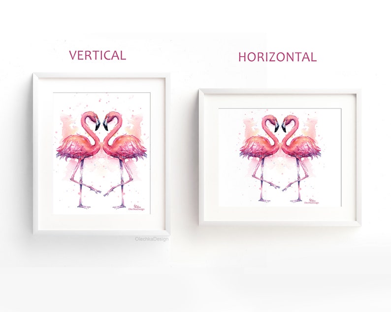 Pink Flamingo Watercolor Painting, Flamingo Art Print, Pink Bird Watercolor Animal Wall Art Home Decor Tropical Pink Flamingo image 7