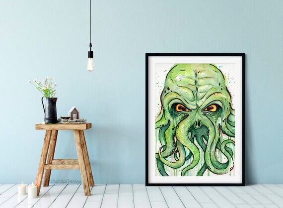 Cthulhu Watercolor Art Print, HP Lovecraft Monster - Etsy