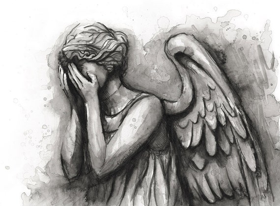 Weeping Angel Painting Art Print Doctor Who Wall Art Doctor Who Decor  Watercolor Painting Don't Blink Scary Weeping Angel Art Print Giclee - Etsy