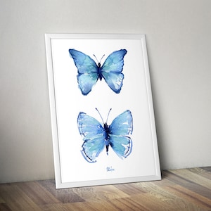 Butterfly Wall Art, Butterfly Print, Blue Butterfly, Butterfly Watercolor, Butterfly Art Print, Blue Butterfly Painting, Giclee Art Print image 6