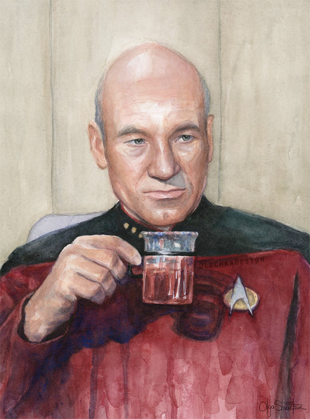 Captain Picard, Tea, Earl Grey, Hot Wall Art, Art Gift, Scifi Gift