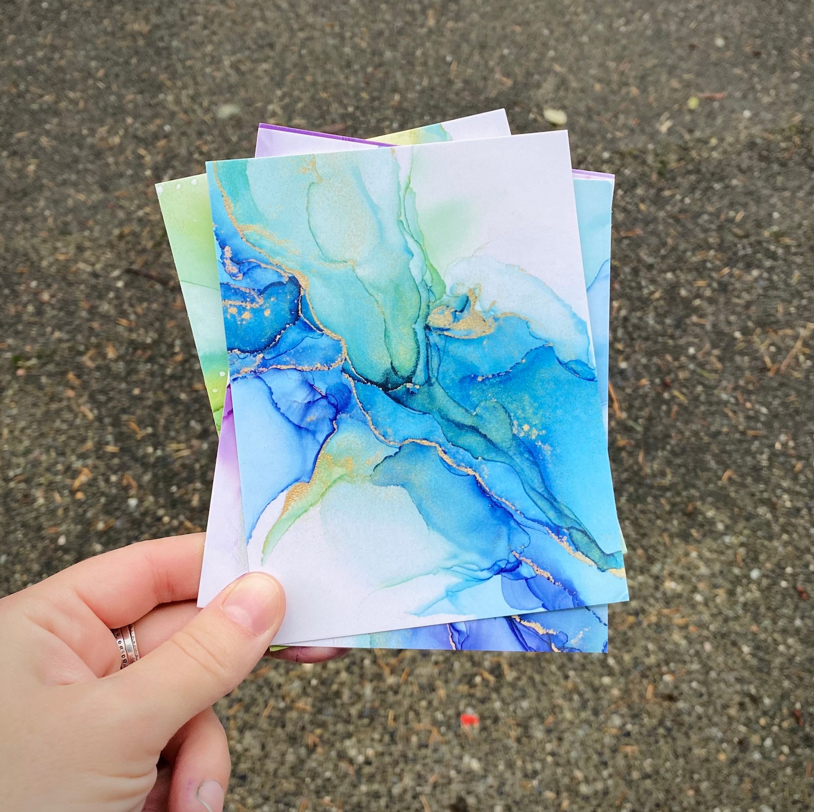 Abstract Art Postcards Set of 5 Cards Fluid Art Painting Etsy