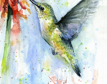 喜びのある瞬間【ハチドリ 原画 動物画 絵画 アクリル画 現代アート