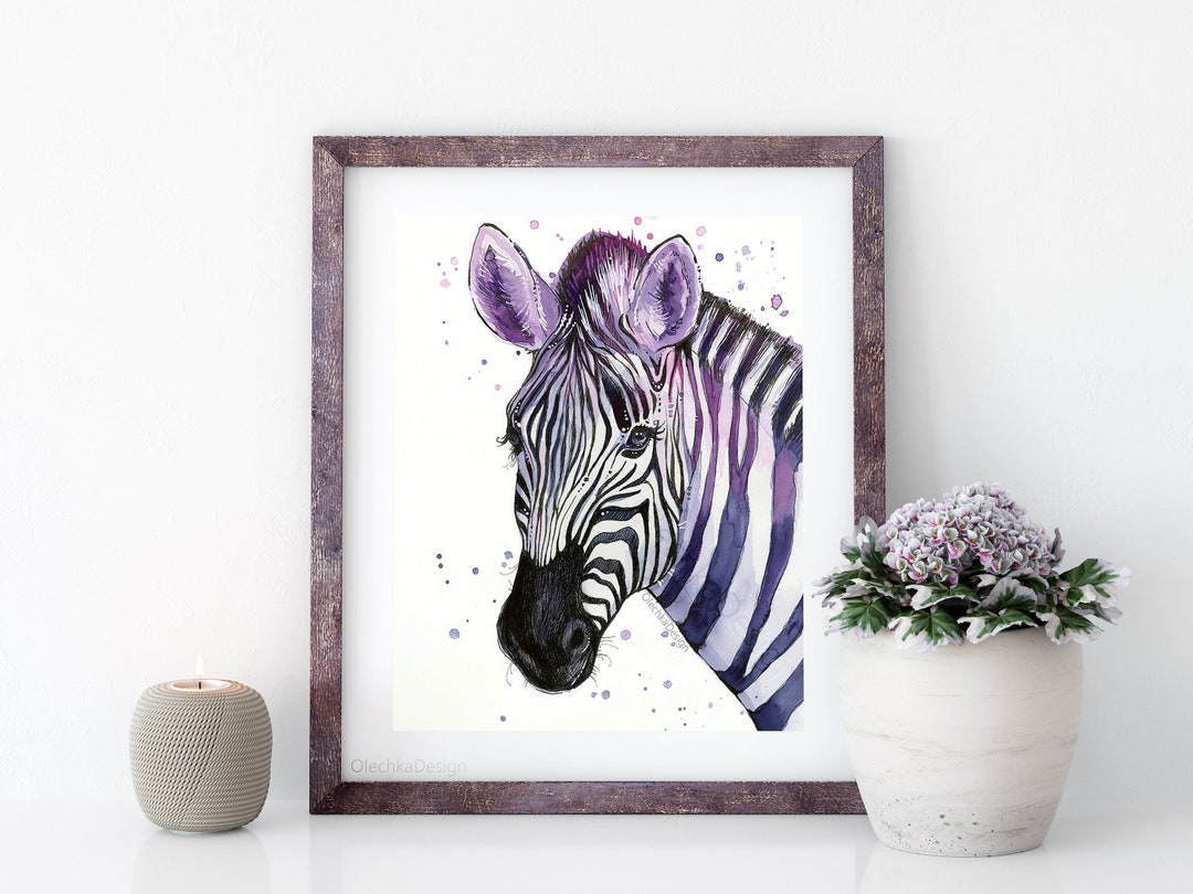 Colorful Zebra Paint Zebra Painting Zebra Watercolor Animal Etsy
