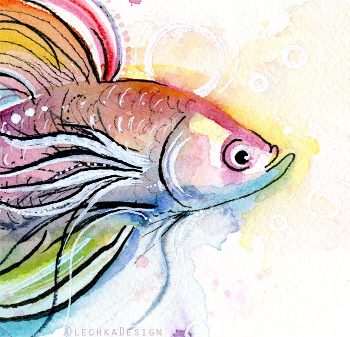 Peinture Murale Sinus Art – Poisson Betta Fascinant, 120x80cm, Lin Allemand, Horizontal