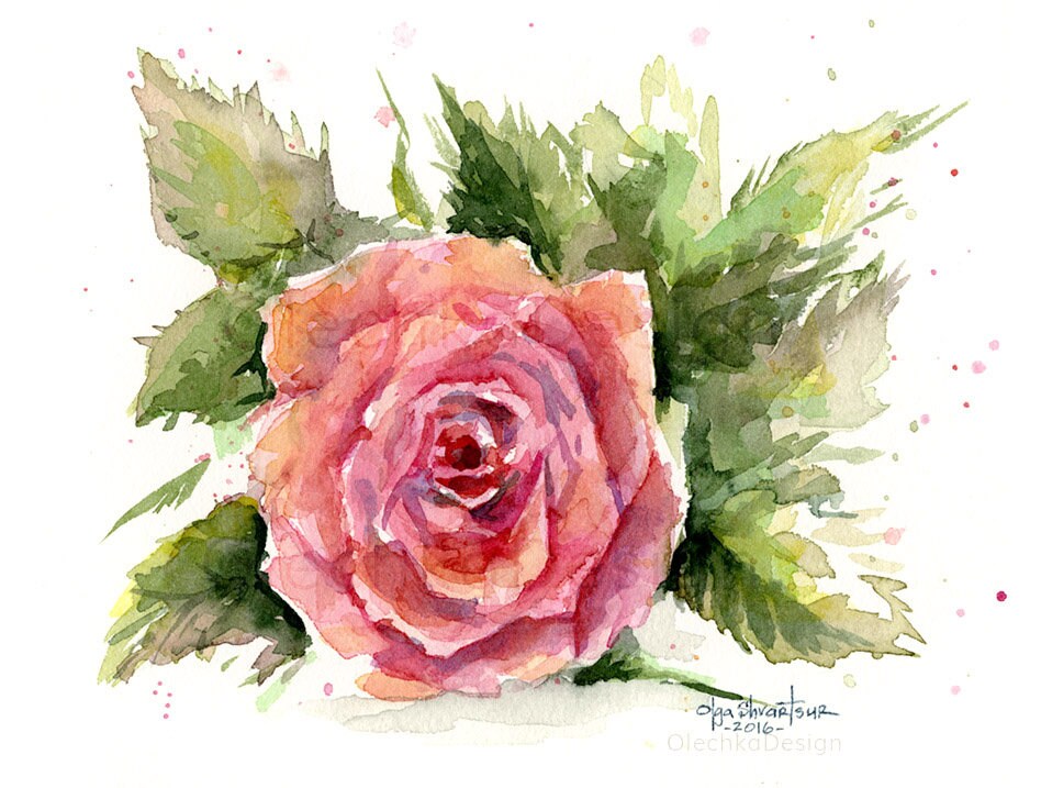 紅い薔薇 水彩画 原画
