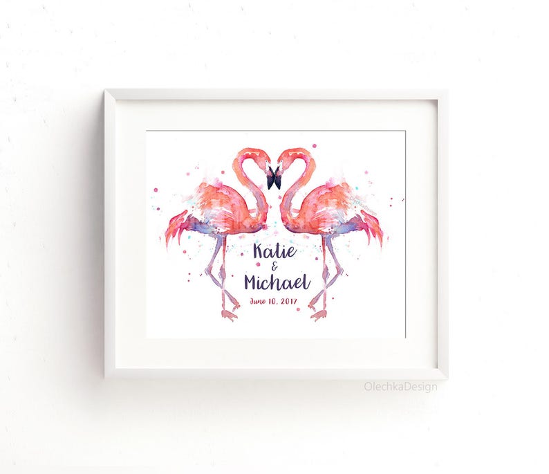 Rosa Flamingos Druck Flamingo Hochzeit Druck personalisierte Etsy.de
