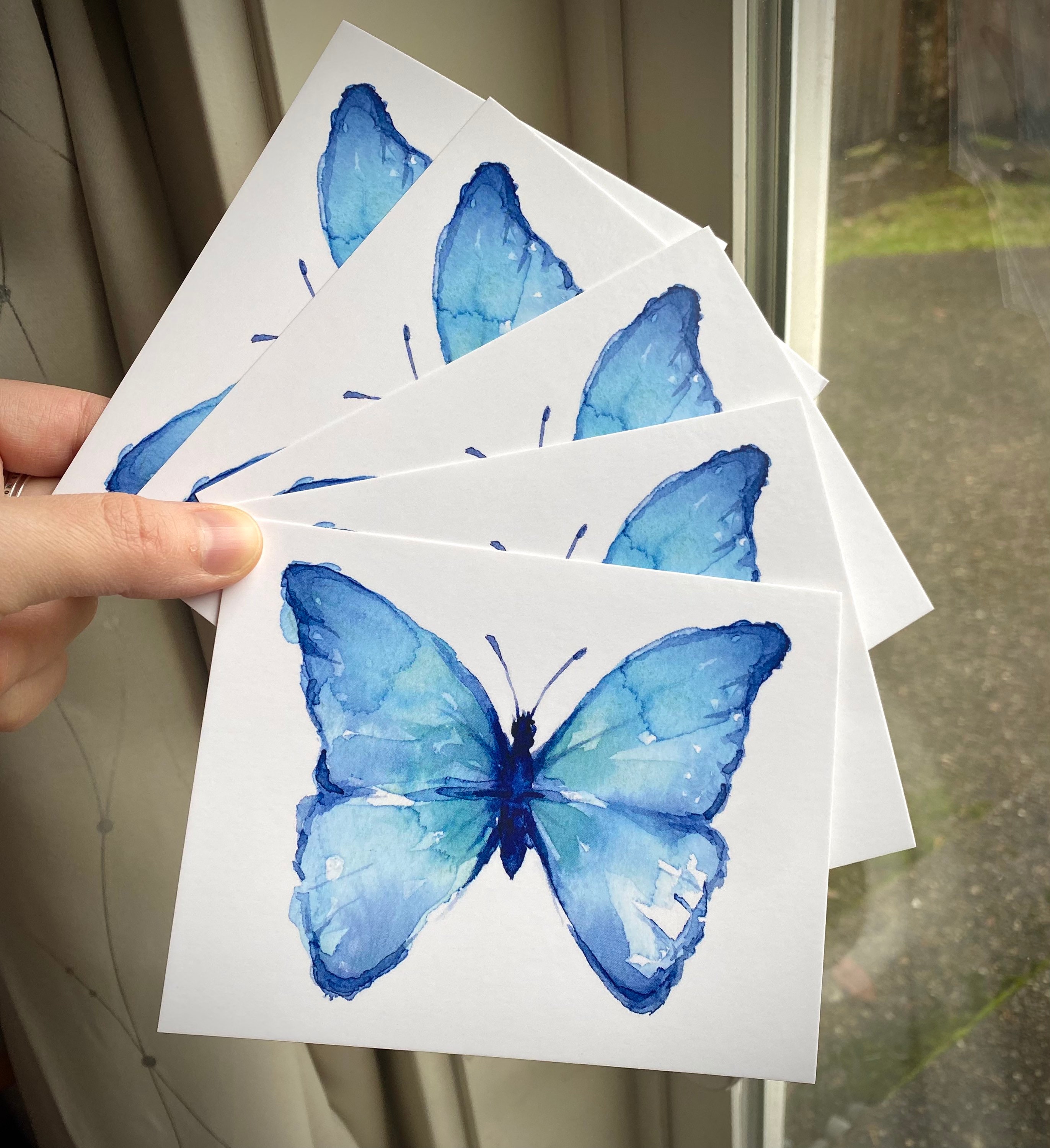 Blue Butterfly Watercolor Postcard Set, Glossy Cards - Etsy