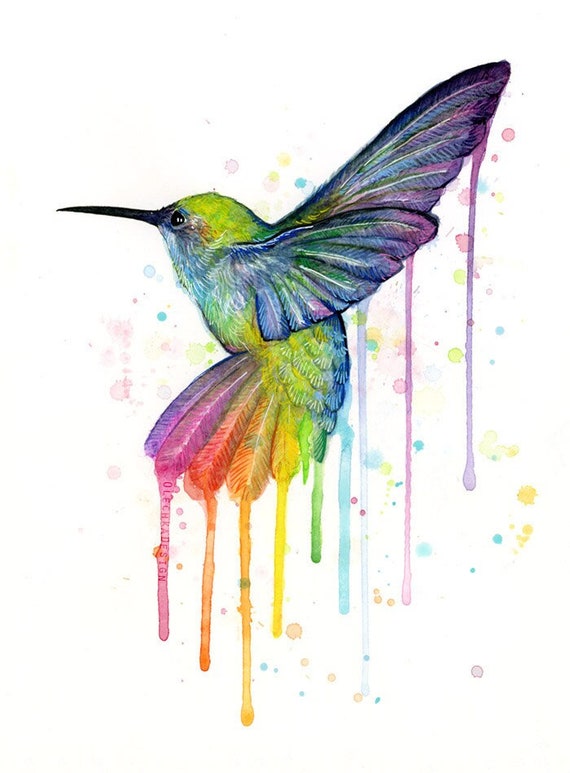 ハチドリと花のアクリル画 Hummingbird 原画　アート ハチドリと花のアクリル画 Hummingbird 原画 アート