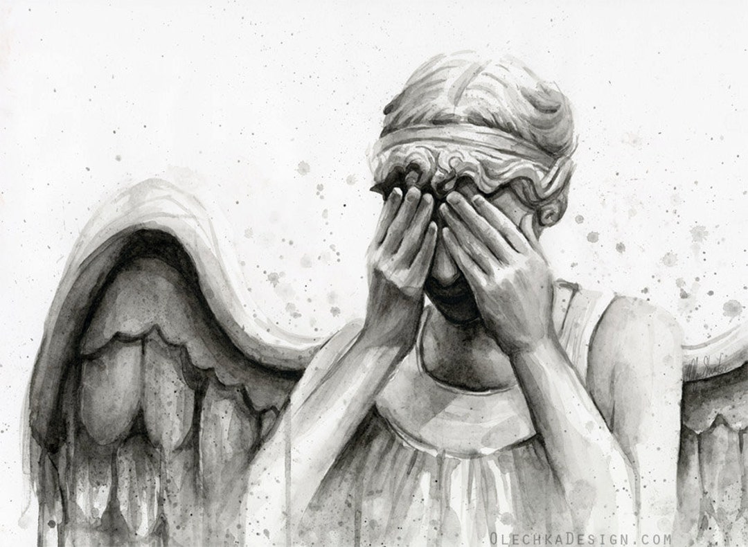 Weeping Angel Art, Angel Print, Doctor Who Art Print, Doctor Who Wall Art,  Don't Blink Sci-fi Decor, Scary Angel Painting, Crying Angel - Etsy