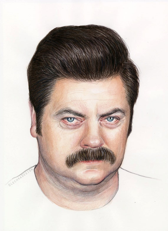 ron swanson portrait swanson art parks and recreation art etsy