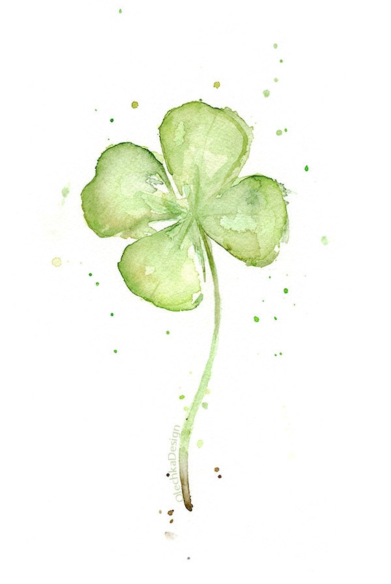 Buy Clover Art Print, Four Leaf Clover Print, Clover Watercolor