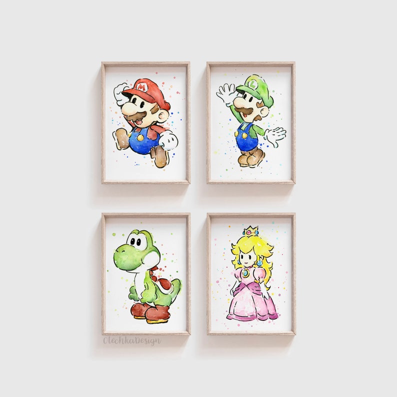 Princess Peach, Watercolor Painting, Princess Peach Art Print, Mario Print, Mario Painting, Princess Peach Painting, Mario Game image 3