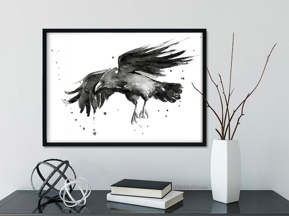 Raven Wall Art Raven Painting Raven Art Raven Print Raven Etsy