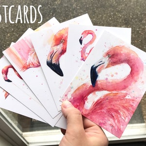 Pink Flamingo Watercolor Painting, Flamingo Art Print, Pink Bird Watercolor Animal Wall Art Home Decor Tropical Pink Flamingo image 6