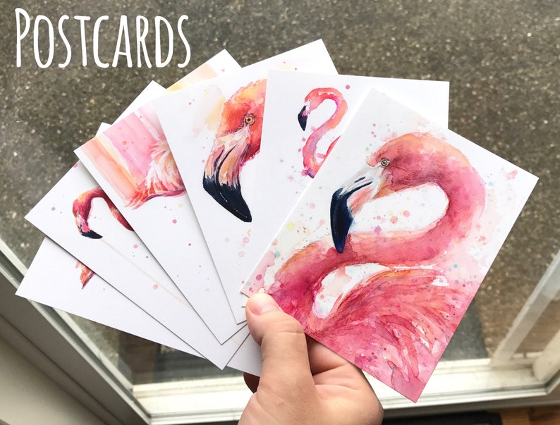 Pink Flamingo Watercolor Painting, Flamingo Art Print, Pink Bird Watercolor Animal Wall Art Home Decor Tropical Pink Flamingo image 6