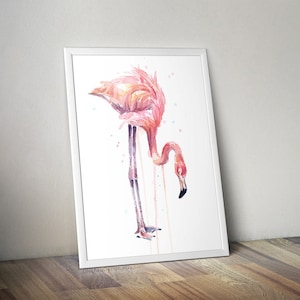Flamingo Painting Watercolor, Pink Flamingo Print, Flamingo Print, Flamingo Artwork, Pink Flamingo, Pink Bird, Art Print, Whimsical Bird