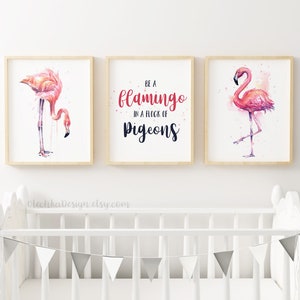 Flamingo Watercolor Painting, Flamingo Art Print, Flamingo Wall Art, Bird Animal Wall Art, Flamingo Home Decor, Tropical Pink Flamingo Art image 7