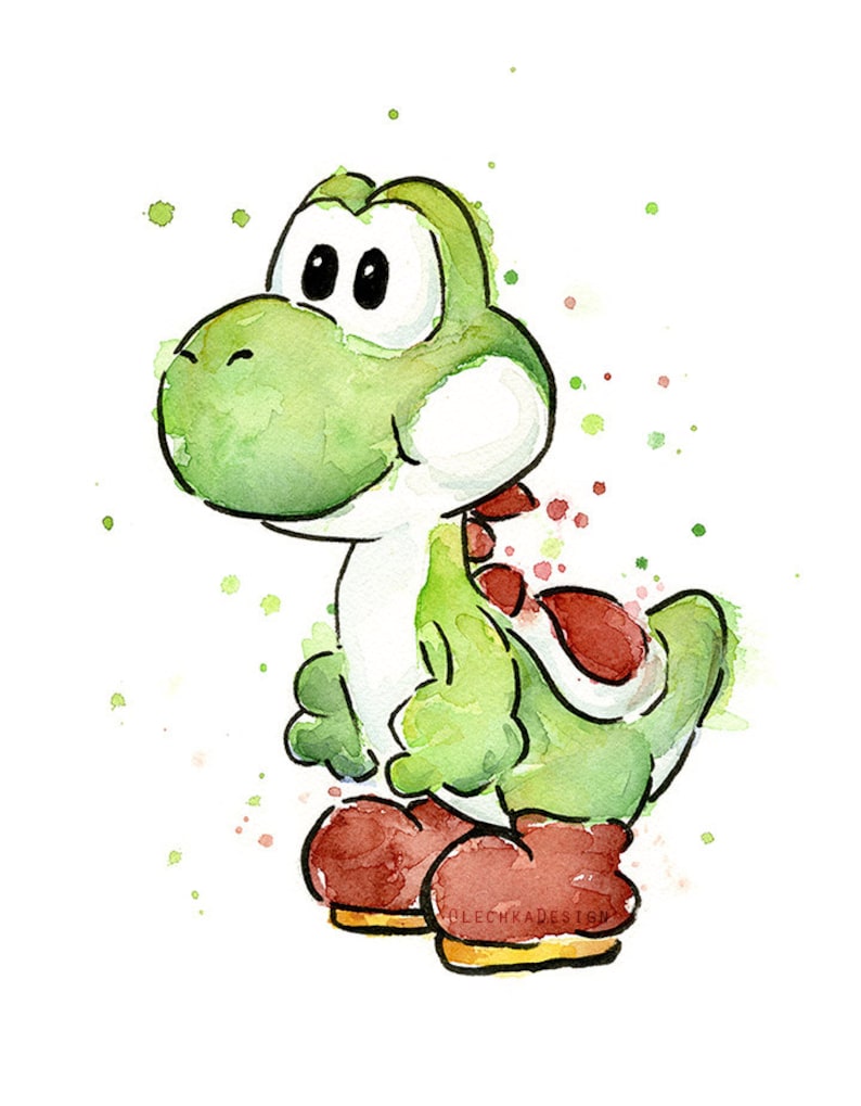 Yoshi Watercolor Art Print Yoshi Print Yoshi Art Yoshi Etsy