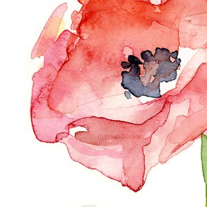 Poppy Wall Art, Poppy Print, Red Poppy Watercolor, Red Poppy Flower, Abstract Art Print of Watercolor Painting, Plants, Nature, Poppies image 4