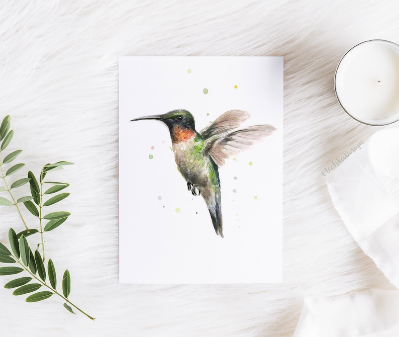 Hummingbird Watercolor Hummingbird Art Bird Wall Art Etsy
