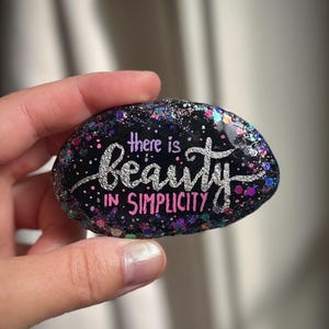 Positive Painted Rock, Keepsake Gift, Positive Motivation Gift, Holographic Glitter Rocks, Unique Gift, Kindness Rocks, Resin Covered