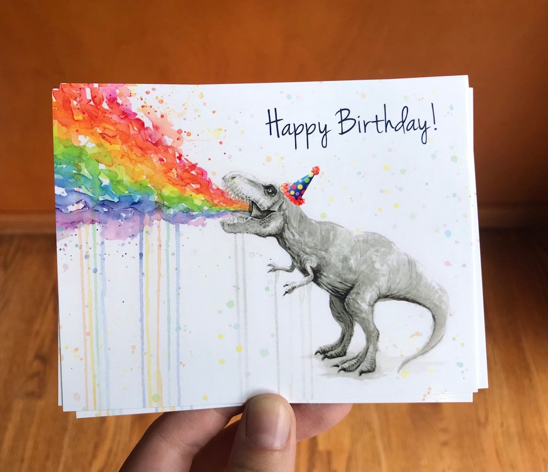 Birthday Postcards, Postcards for Kids, Funny Postcards, Birthday T-rex ...