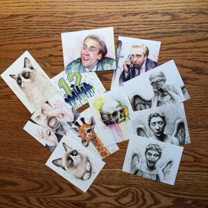 Nicolas Cage Funny Postcards Set of 2 Cards You Don't Say Meme and Vampire, Watercolor art, geek, funny image 3