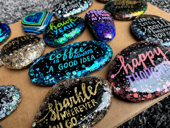 How to make space rocks with holographic acrylic paint