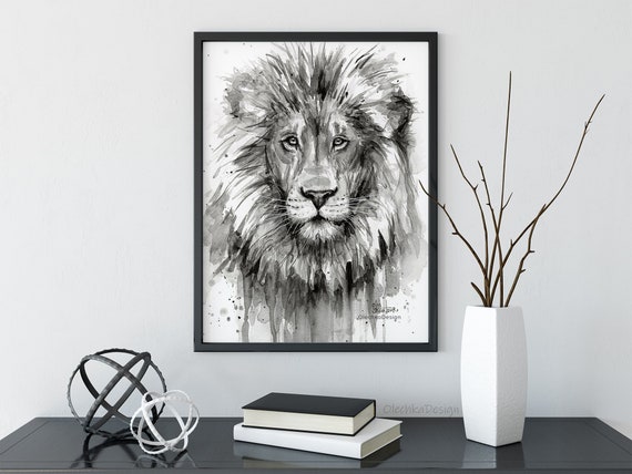Lion Art Lion Art Print Lion Wall Art Jungle Animal Safari Etsy
