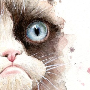 Grumpy Cat Watercolor Giclee Art Print, Animal Portrait image 5