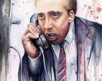 Nicolas Cage Art Print, Vampire&#39;s Kiss, Nicolas Cage Gift,  Nic Cage Art, Funny Art, Meme Gift, Nicolas Cage Print, Nic Cage Gifts