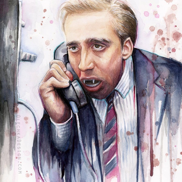 Nicolas Cage Art Print, Vampire's Kiss, Nicolas Cage Gift,  Nic Cage Art, Funny Art, Meme Gift, Nicolas Cage Print, Nic Cage Gifts