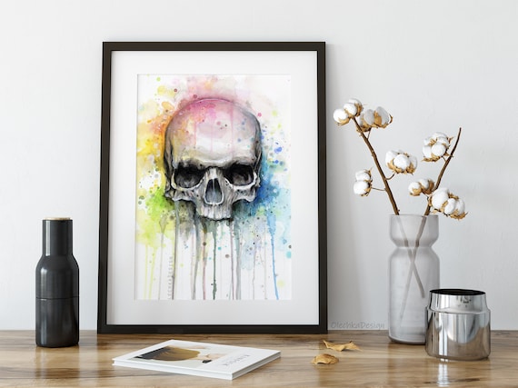 Skull Art, Skull Print, Rainbow Skull, Skull Wall Art, Skull