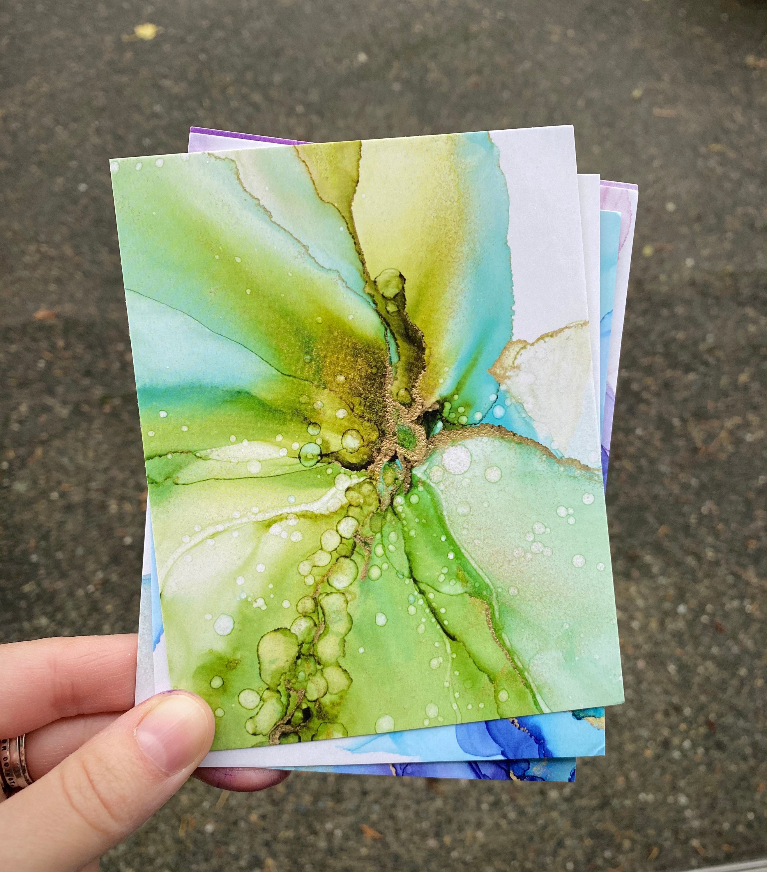 Abstract Art Postcards Set of 5 Cards Fluid Art Painting Etsy