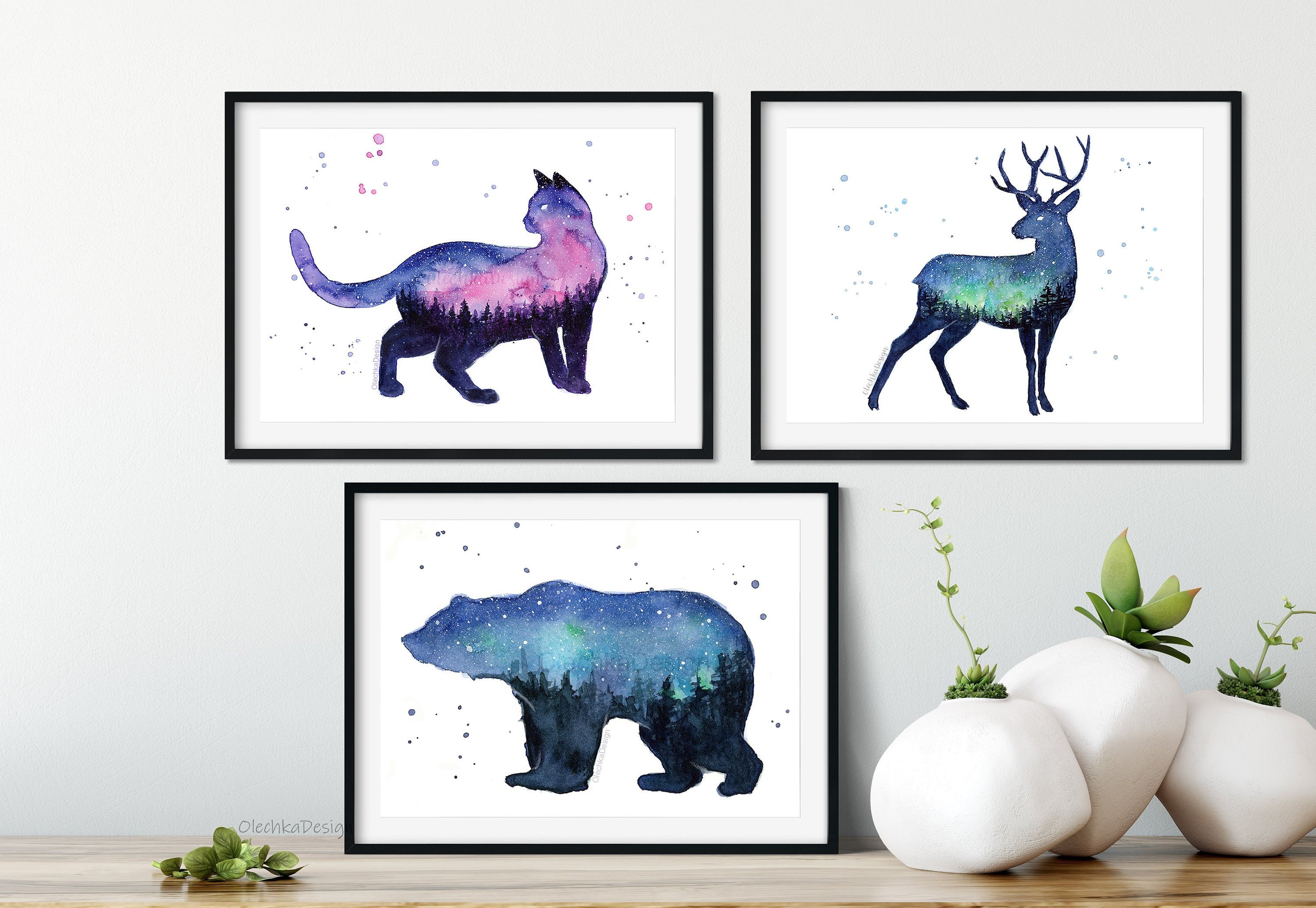 Society6 ケース Blue Deer by Huebucket Reindeer Print, Reindeer Galaxy, Animal Silhouette