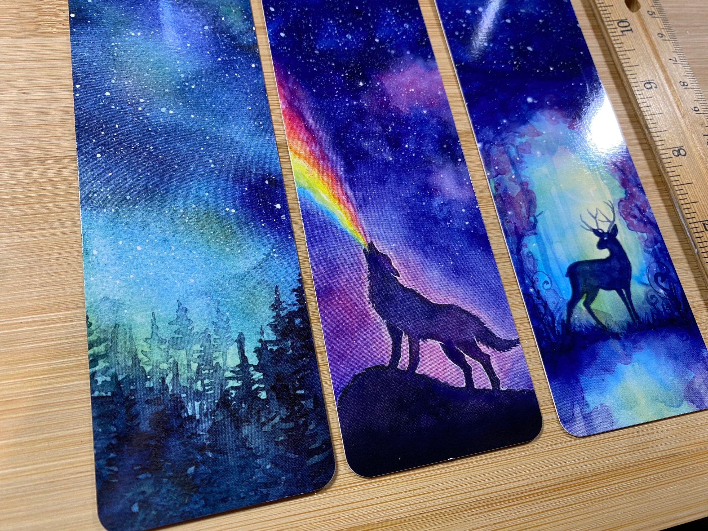 Galaxy Watercolor Postcards Set of 5, Northern Lights Aurora Borealis  Forest Cards, Galaxy Art, Watercolor Galaxy Postcards, Galaxy Painting 