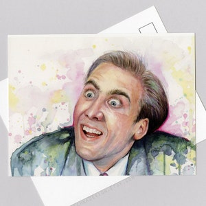 Nicolas Cage You Don't Say Meme Postcard - aquarelkunst, geek, grappig