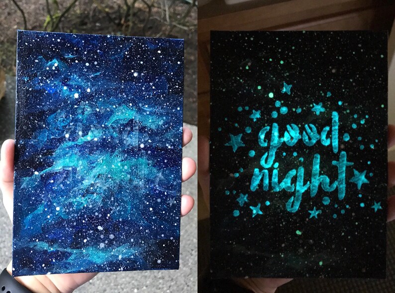 Galaxy Painting Glow in Dark Galaxy Wall Art Acrylic Etsy