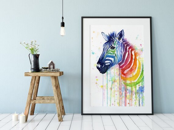 絵画【LOVE ZEBRA】 Epic Graffiti 'Zebra, Red Love Hearts' by Fab Funky Giclee