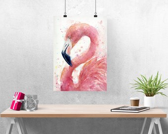 水彩画 原画 フラミンゴの嫁入り 水彩画 原画 フラミンゴの嫁入り - YANAGI'S GALLERY | minne