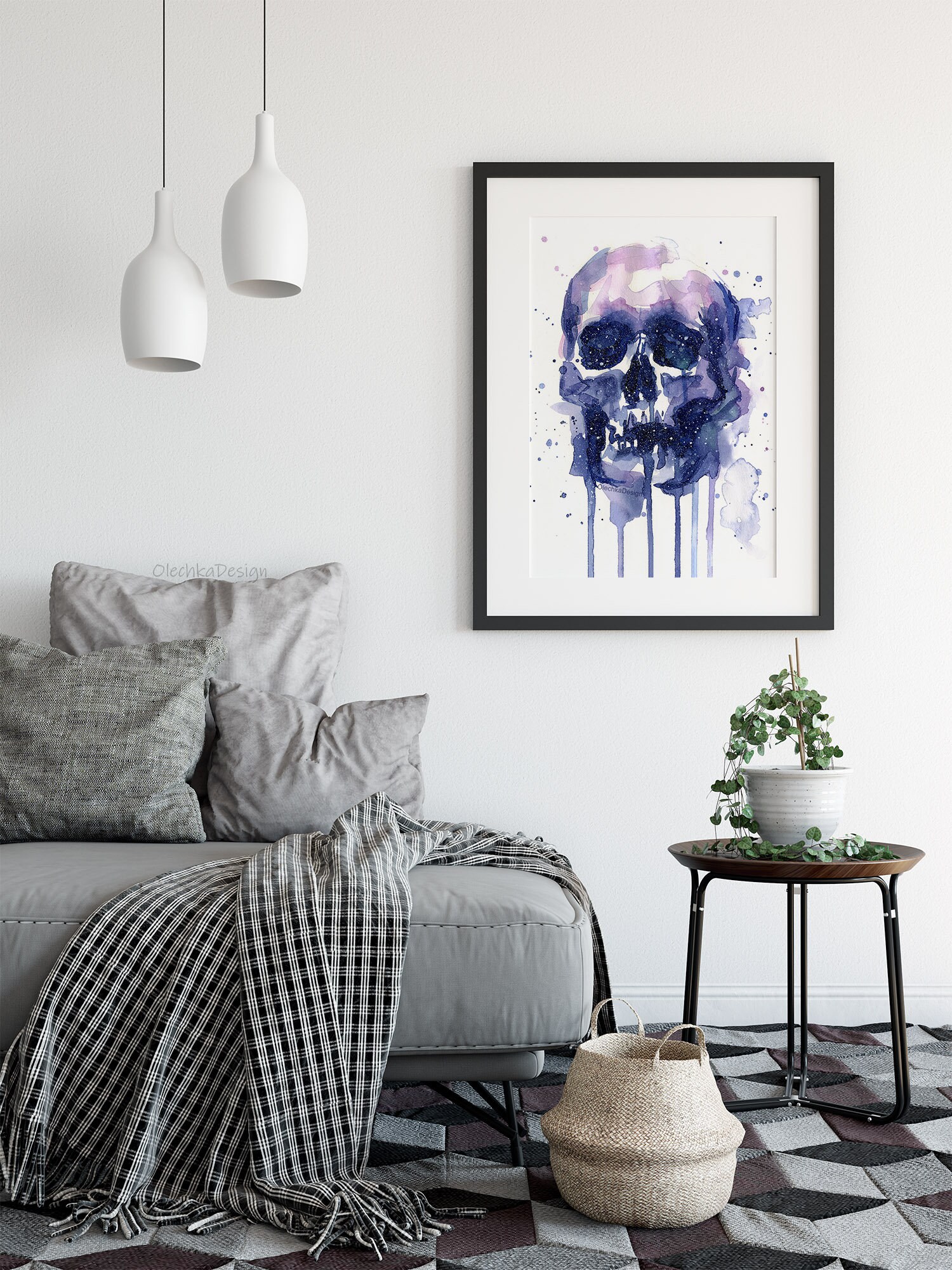 Galaxy Skull, Watercolor Skull, Skull Gifts, Skull Print